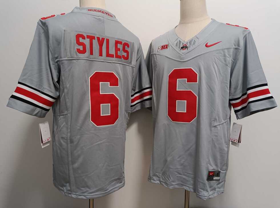 Mens Ohio State Buckeyes #6 Sonny Styles Grey FUSE College Football Jersey